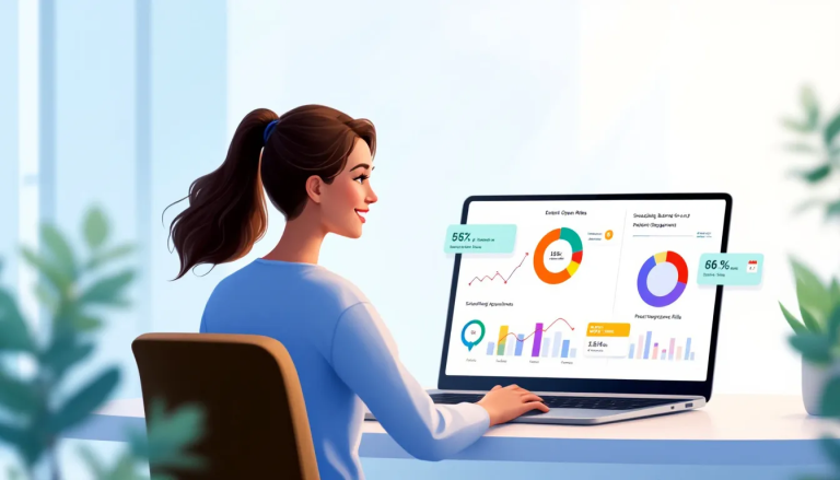 A healthcare professional using email marketing to communicate with patients.