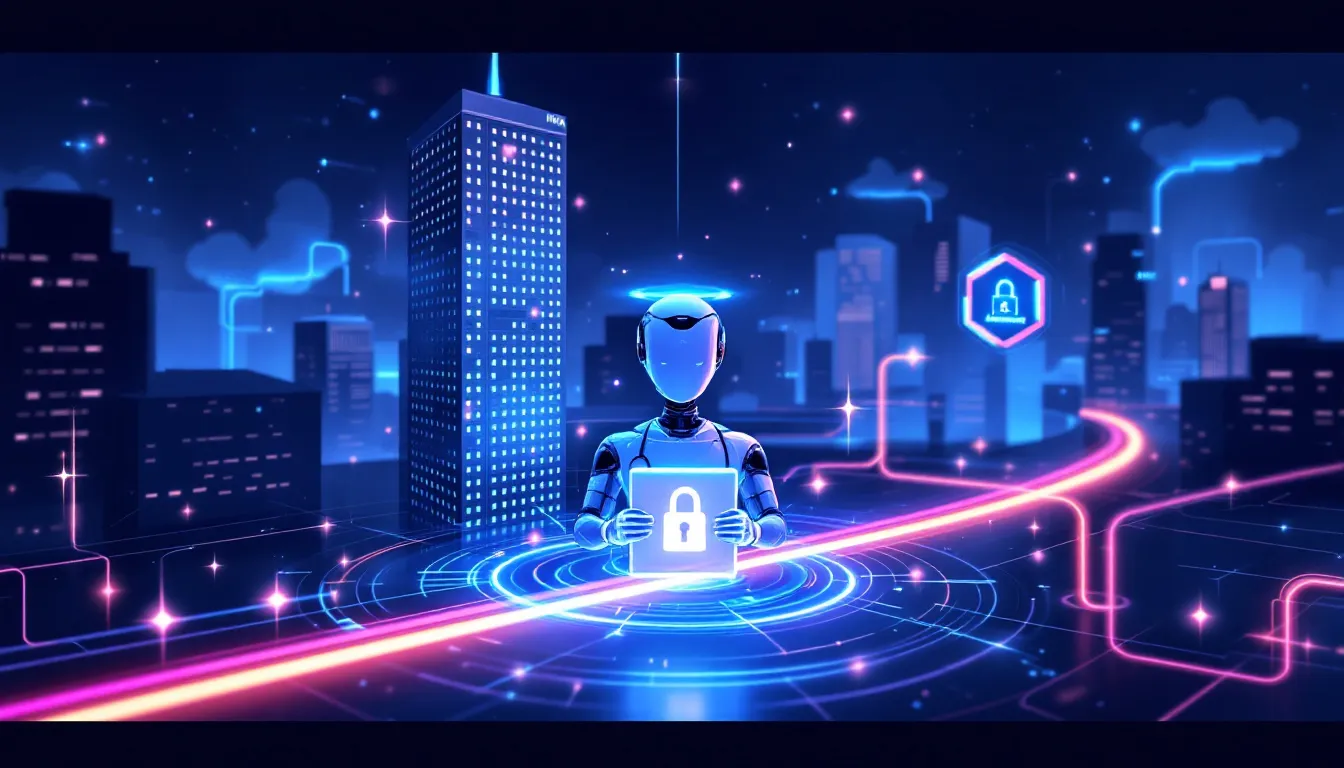 An illustration depicting HIPAA compliance in AI patient communication.